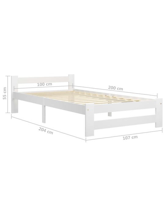 Rám postele bílý masivní borové dřevo 100 x 200 cm