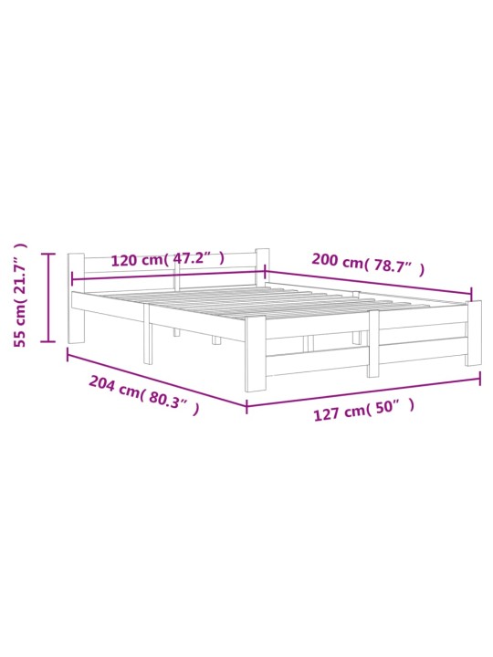Rám postele bez matrace Tmavě šedý masiv borovice 120x200 cm