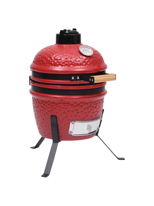 Zahradní gril a udírna 2 v 1 Kamado keramický 56 cm červený