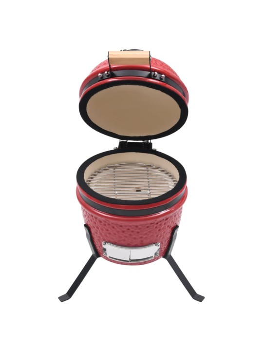 Zahradní gril a udírna 2 v 1 Kamado keramický 56 cm červený