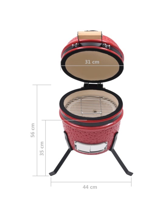 Zahradní gril a udírna 2 v 1 Kamado keramický 56 cm červený