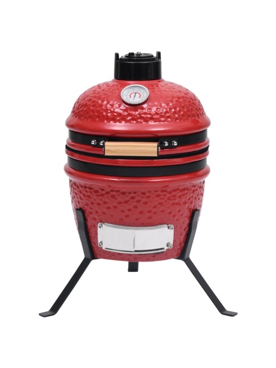 Zahradní gril a udírna 2 v 1 Kamado keramický 56 cm červený