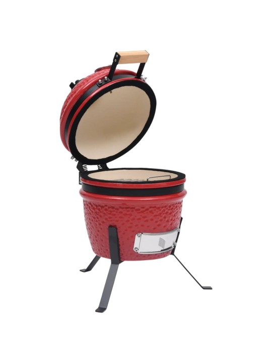 Zahradní gril a udírna 2 v 1 Kamado keramický 56 cm červený