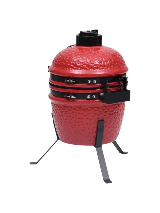 Zahradní gril a udírna 2 v 1 Kamado keramický 56 cm červený