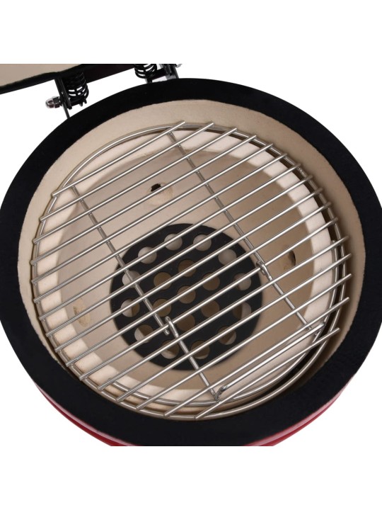 Zahradní gril a udírna 2 v 1 Kamado keramický 56 cm červený