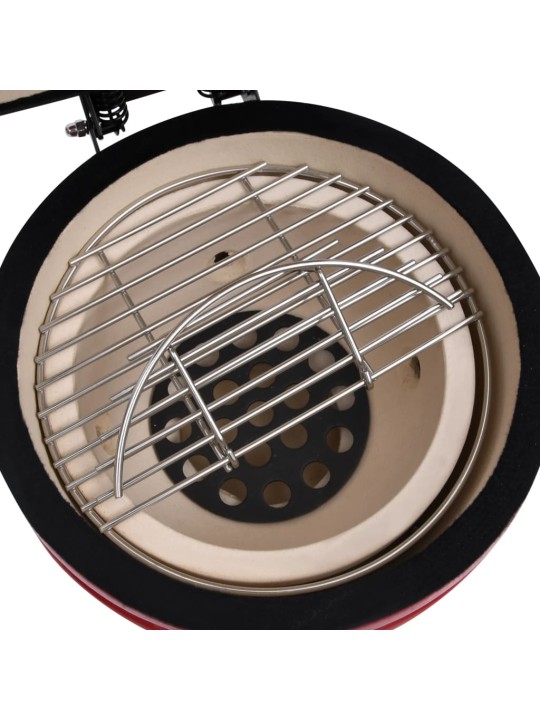 Zahradní gril a udírna 2 v 1 Kamado keramický 56 cm červený
