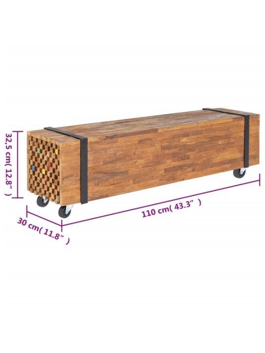 TV stolek 110 x 30 x 32,5 cm masivní teakové dřevo