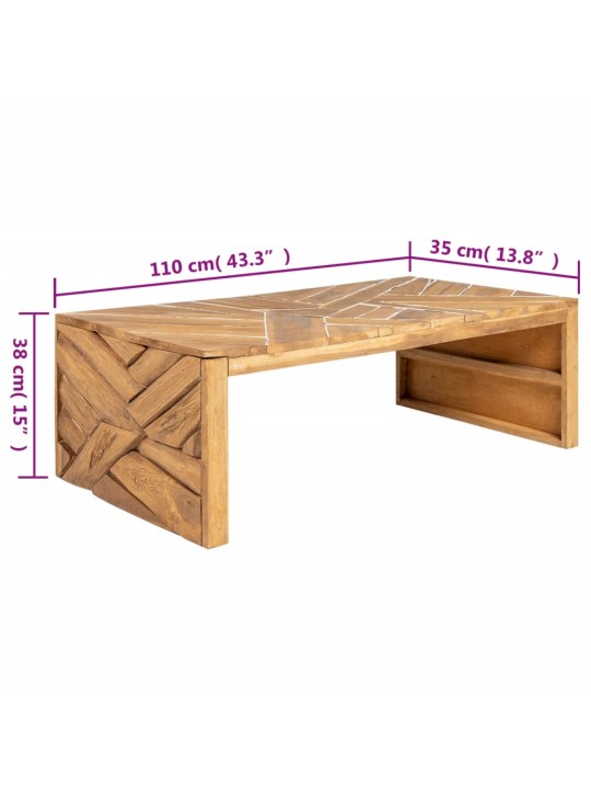 Konferenční stolek erozní masivní teak 110 x 35 x 38 cm