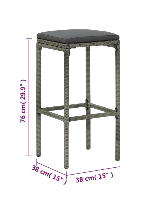 5dílný zahradní barový set s poduškami polyratan šedý