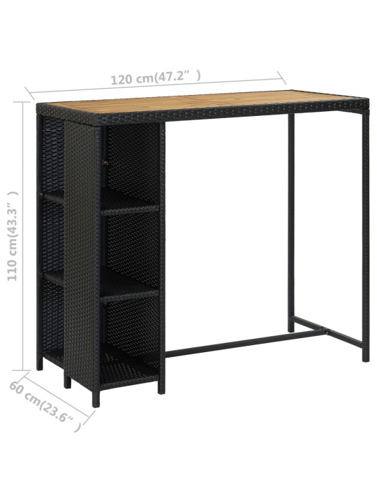 5dílný zahradní barový set s poduškami polyratan černý