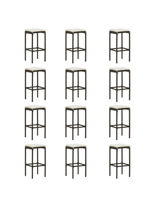 16dílný zahradní barový set s poduškami polyratan hnědý