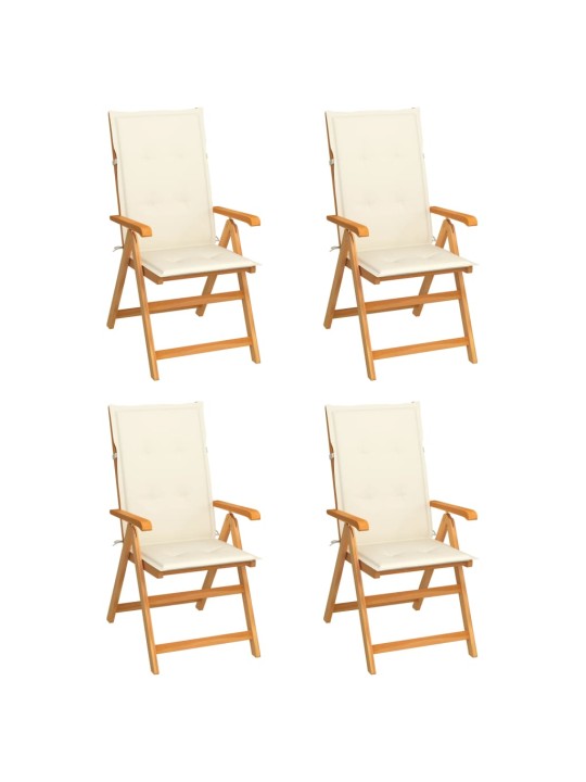 Zahradní židle 4 ks s krémovými poduškami masivní teak