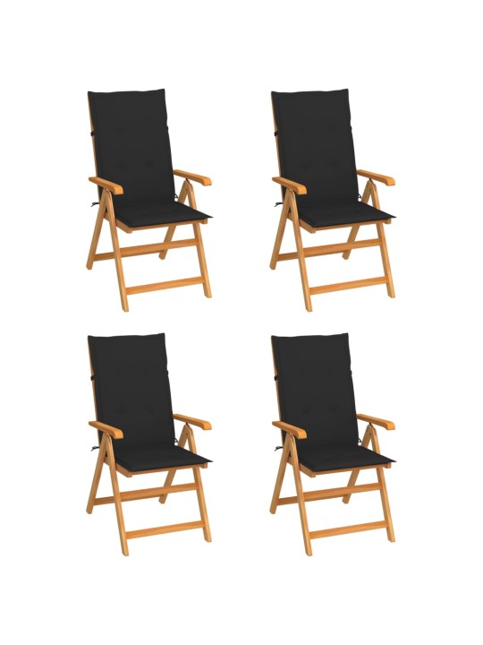 Zahradní židle 4 ks černé podušky masivní teak