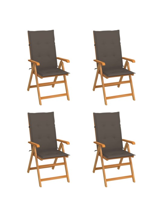 Zahradní židle 4 ks taupe podušky masivní teak