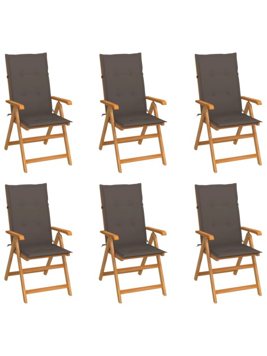Zahradní židle 6 ks taupe podušky masivní teak
