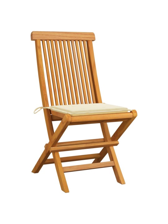 Zahradní židle s krémovými poduškami 6 ks masivní teak