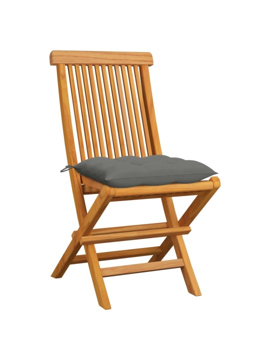 Zahradní židle s šedými poduškami 6 ks masivní teak