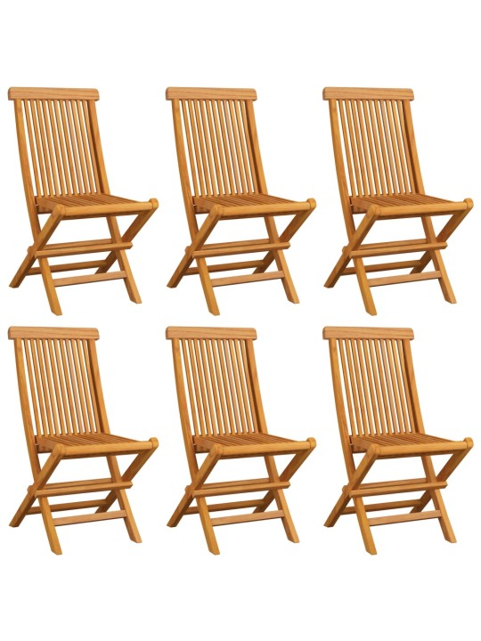 Zahradní židle s šedými poduškami 6 ks masivní teak