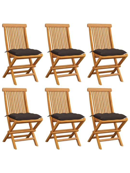 Zahradní židle s taupe poduškami 6 ks masivní teak