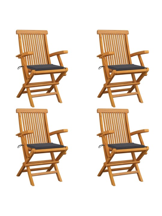 Zahradní židle s antracitovými poduškami 4 ks masivní teak