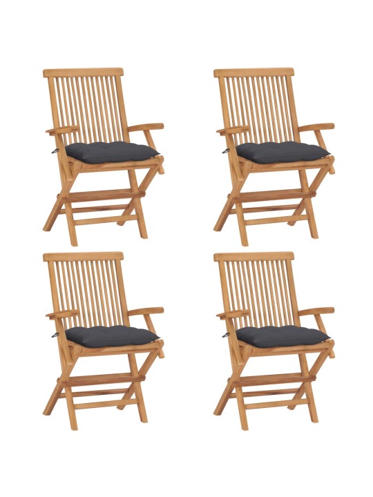 Zahradní židle s antracitovými poduškami 4 ks masivní teak