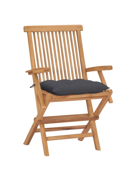 Zahradní židle s antracitovými poduškami 4 ks masivní teak