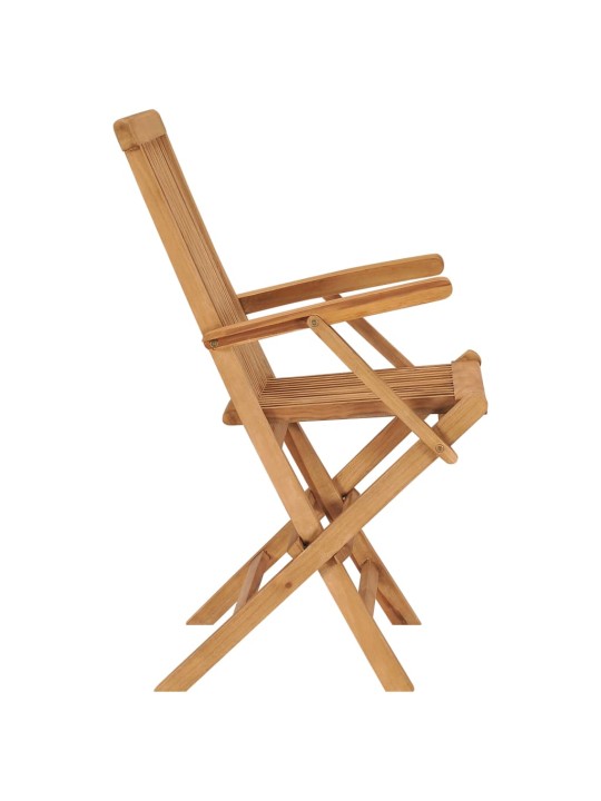Zahradní židle s šedými poduškami 4 ks masivní teak