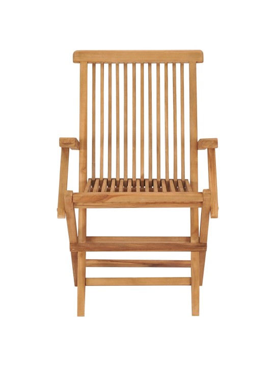 Zahradní židle se zelenými poduškami 4 ks masivní teak