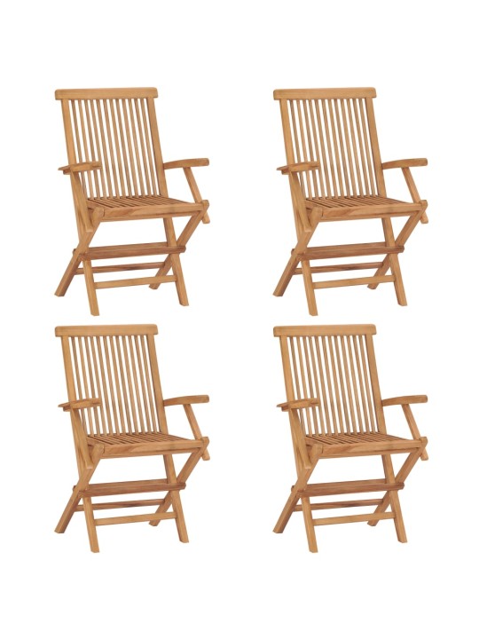 Zahradní židle s černými poduškami 4 ks masivní teak