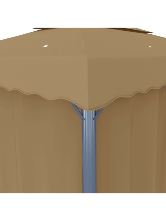 Altán se závěsy 4 x 3 m taupe hliník