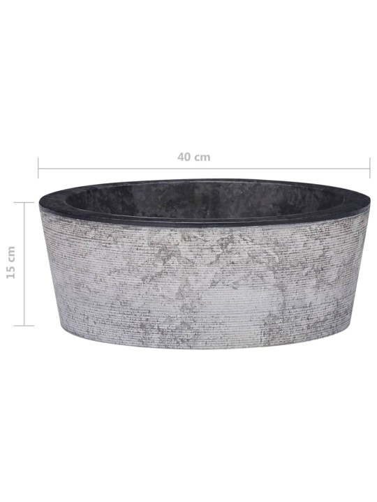 Umyvadlo černé Ø 40 x 15 cm mramor