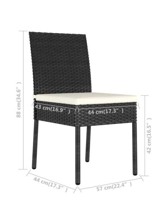 5dílný zahradní jídelní set polyratan černý