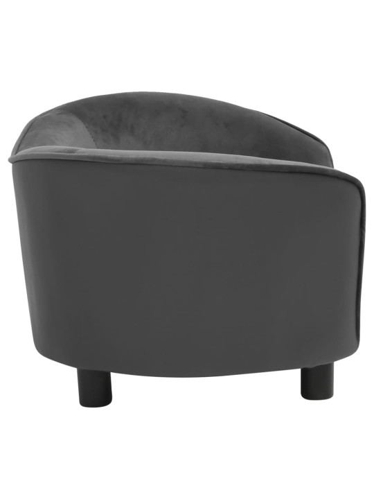 Pohovka pro psy tmavě šedá 69 x 49 x 40 cm plyš a umělá kůže