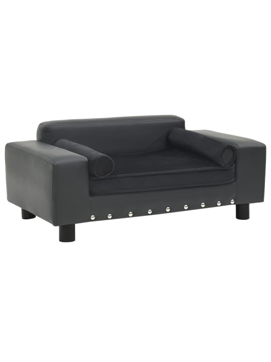 Pohovka pro psy tmavě šedá 81 x 43 x 31 cm plyš a umělá kůže