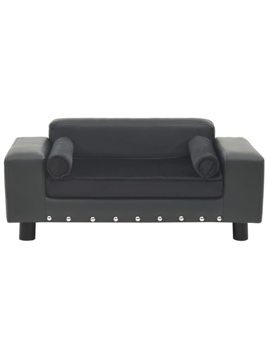 Pohovka pro psy tmavě šedá 81 x 43 x 31 cm plyš a umělá kůže