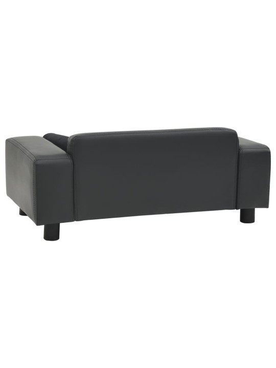 Pohovka pro psy tmavě šedá 81 x 43 x 31 cm plyš a umělá kůže