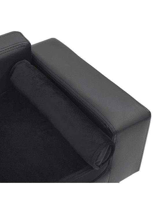 Pohovka pro psy tmavě šedá 81 x 43 x 31 cm plyš a umělá kůže