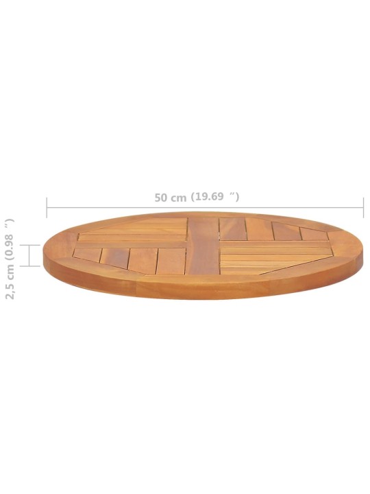 Stolní deska masivní teakové dřevo kulatá 2,5 cm 50 cm