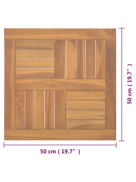 Čtvercová stolní deska 50 x 50 x 2,5 cm masivní teakové dřevo