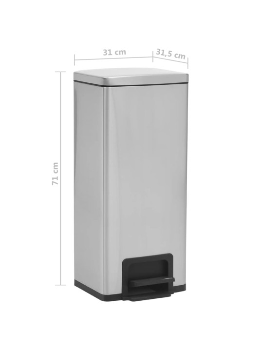 Odpadkový koš s pedálem 30 l stříbrný nerezová ocel