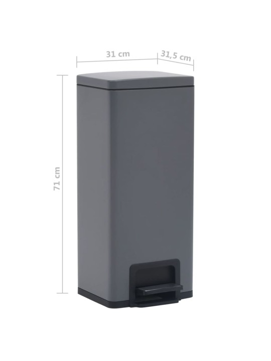 Odpadkový koš s pedálem 30 l šedý nerezová ocel