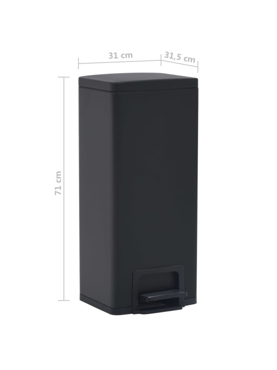 Odpadkový koš s pedálem 30 l černý nerezová ocel
