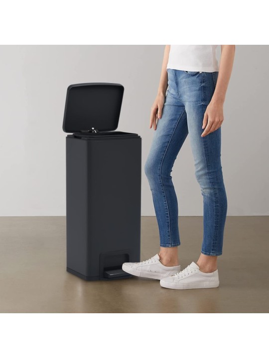 Odpadkový koš s pedálem 30 l černý nerezová ocel