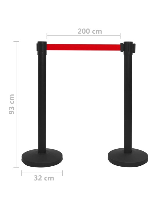 Zahrazovací sloupky se samonavíjecími pásy 4 ks železo černé