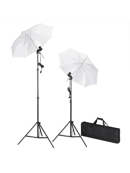 Foto studio set s lampami, deštníky, pozadím a odraznou deskou