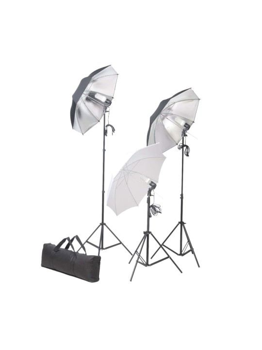 Foto studio set s lampami, deštníky, pozadím a odraznou deskou
