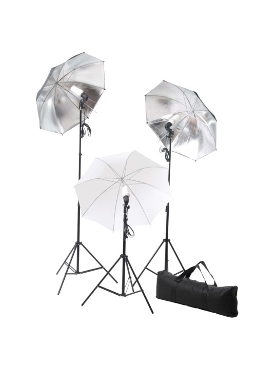 Foto studio set s lampami, deštníky, pozadím a odraznou deskou