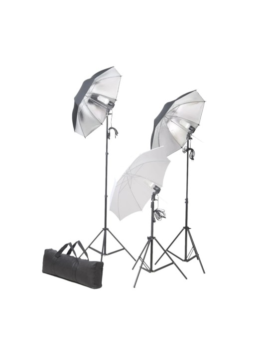 Foto studio set s lampami, deštníky, pozadím a odraznou deskou