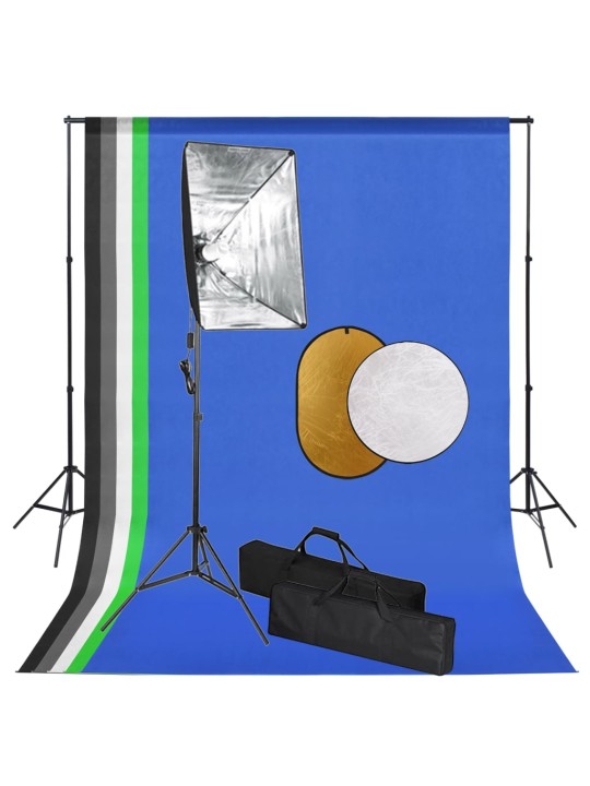 Foto studio set se softboxy, fotopozadím a reflektory