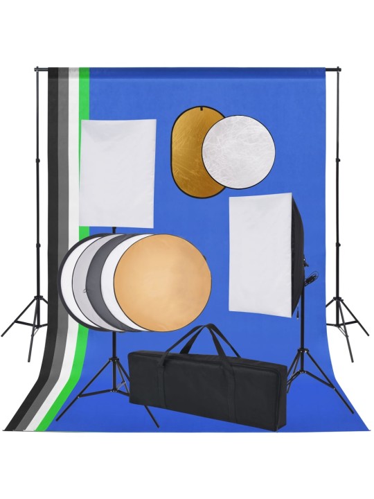 Foto studio set se softboxy, fotopozadím a odraznou deskou
